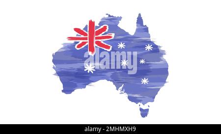 Colori della bandiera australiana dipinta con un tratto di pennello, illustrazione Australia Day 3D Foto Stock