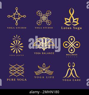 Modello Gold spa logo, wellness lusso design per salute & wellness business vettore set Illustrazione Vettoriale