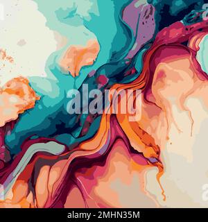Design con texture in marmo, superficie in marmo multicolore colorata, linee curve, sfondo con design astratto luminoso - illustrazione vettoriale Illustrazione Vettoriale