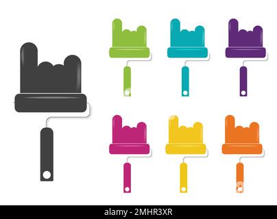 Spazzole vettoriali a rullo con colori arcobaleno Illustrazione Vettoriale