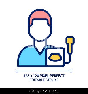 Icona a colori RGB Perfect pixel per diagnostica a ultrasuoni Illustrazione Vettoriale
