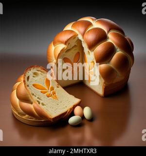 Buona Pasqua. rendering 3d. Tipografico , luce, cuore. Invito al bigliettino. Progettazione di background. Banner, poster Illustrazione congratulazioni cartolina. Illustrazione 3D di alta qualità Foto Stock