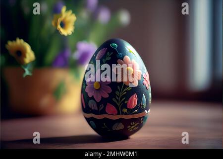 Buona Pasqua. rendering 3d. Tipografico , luce, cuore. Invito al bigliettino. Progettazione di background. Banner, poster Illustrazione congratulazioni cartolina. Illustrazione 3D di alta qualità Foto Stock