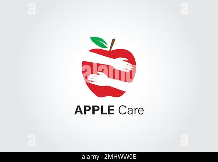 Icona sana con mela e figura astratta, modello di logo vettoriale Apple Health Care, Illustrazione Vettoriale