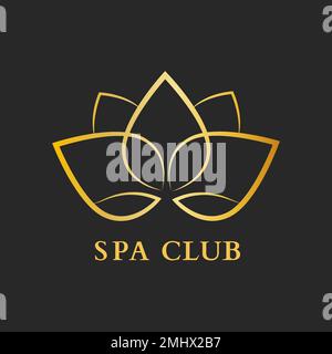Modello con logo floreale Spa club, design vettoriale moderno in oro Illustrazione Vettoriale