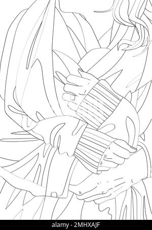 Mani maschili e femminili. Colorazione antistress. Illustrazione in bianco e nero vettoriale Illustrazione Vettoriale