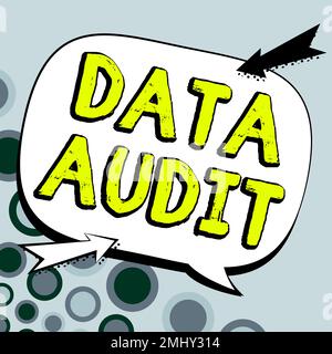 Simbolo di testo che mostra la verifica dei dati. Revisione dei dati in base al concetto aziendale per valutarne la qualità per uno scopo specifico Foto Stock
