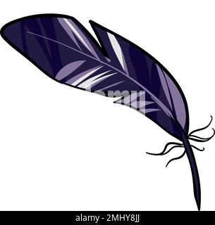 Piuma nera. Penna a corvo, immagine vettoriale di una piuma Illustrazione Vettoriale