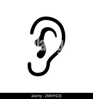 Icona dell'orecchio . Vendita di apparecchi acustici. Il logo del medico di otolaringologia. Illustrazione Vettoriale