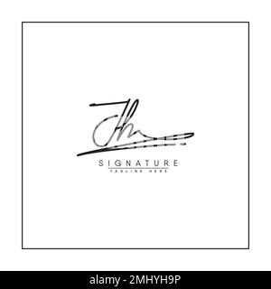 Logo firmato JH scritto a mano - modello con logo vettoriale per il settore della bellezza, della moda e della fotografia Illustrazione Vettoriale
