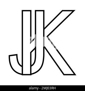 Logo segno kj jk icona lettere doppie logotipo k j Illustrazione Vettoriale