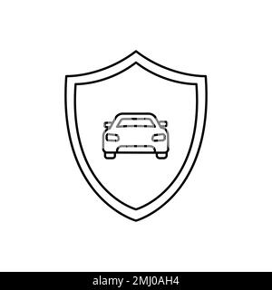 Icona Car Shield, simbolo assicurazione di trasporto. illustrazione del vettore lineare Illustrazione Vettoriale