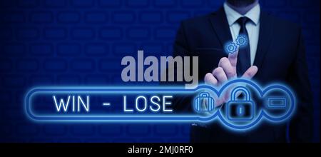 Segno di testo che mostra Win Lose (vinci perd Panoramica aziendale i processi di promozione dei conflitti che si verificano nelle situazioni Foto Stock
