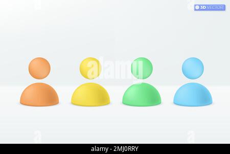 Simbolo multicolor umano personale icona. Figura personale, persone social network profilo badge, cyberspazio utente staff astratto avatar concetto. 3D ISO vettoriale Illustrazione Vettoriale