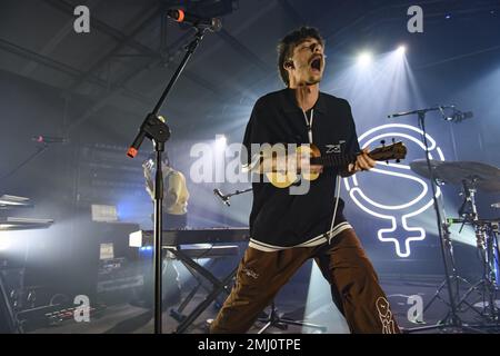 I Santi Francesi suonano durante il concerto dal vivo il 26 gennaio 2023 presso il Largo Venue Club di Roma Foto Stock