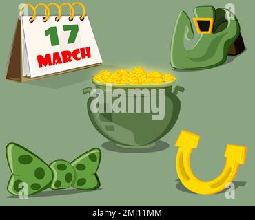 St. Patricks set di elementi disegnati a mano per voi Illustrazione Vettoriale