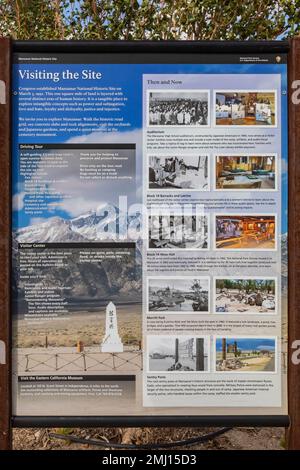 Mostra su come visitare il Manzanar National Historic Site, Owens Valley, California, Stati Uniti Foto Stock