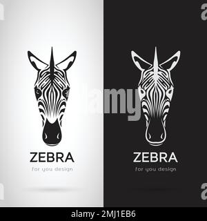 Vettore di testa zebra su sfondo bianco e sfondo nero, Logo, simbolo, etichetta, animali. Illustrazione vettoriale a strati facilmente modificabile. Illustrazione Vettoriale