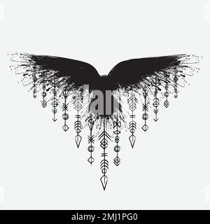 Linee raven a spazzola nera viking norse Illustrazione Vettoriale