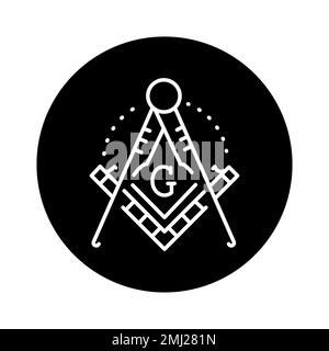 Icona della linea di colore del simbolo del Lodge Masonic. Elemento vettoriale isolato. Pittogramma per pagina web, app mobile, promo Illustrazione Vettoriale