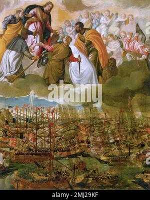 Allegoria della Battaglia di Lepanto di Paolo Veronese (1528-1588), olio su tela, 1571 Foto Stock