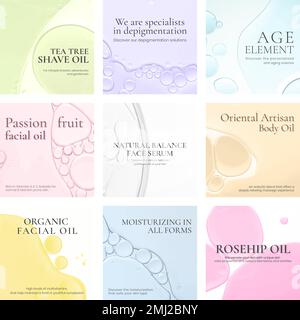 Instagram post template OIL Bubble background vettoriale set Illustrazione Vettoriale