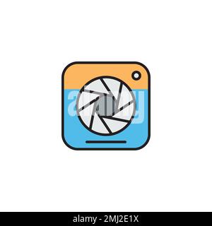 Fotocamera icona vettore, fotografia hobby, logo design, grafica Illustrazione Vettoriale