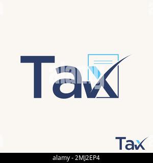 Carattere FISCALE semplice ed unico della parola o della lettera con carta e lista di controllo immagine grafica icona logo disegno astratto concetto vettoriale documento di riserva o legale Illustrazione Vettoriale