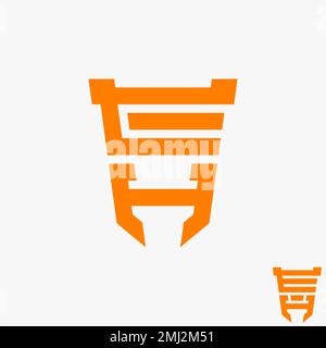 Carattere semplice ed unico della lettera o della parola EH serif come lo schermo o la guardia immagine grafica icona logo disegno astratto concetto vettore stock iniziale o monogramma Illustrazione Vettoriale