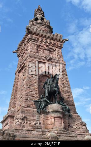 Monumento a Kyffhaeuser, monumento a Kyffhaeuser, Torre, Kaiser Wilhelm i a cavallo, Sassonia-Anhalt, Germania Foto Stock