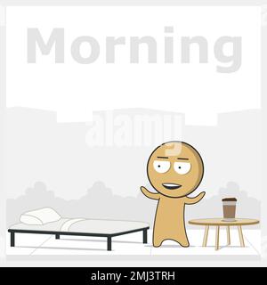 L'uomo si svegliò presto la mattina Illustrazione Vettoriale