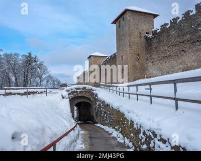 Salisburgo in inverno, vigilantes sul Moenchsberg, città di Salisburgo, Salisburgo, Austria Foto Stock