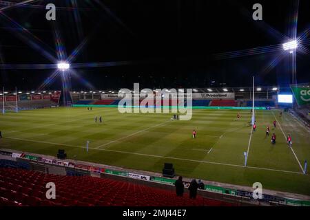 Eccles, Regno Unito. 27th Jan, 2023. Vista generale dell'AJ Bell Stadium prima della partita della Gallagher Premiership sale Sharks vs Bath Rugby all'AJ Bell Stadium, Eccles, Regno Unito, 27th gennaio 2023 (Foto di Steve Flynn/News Images) a Eccles, Regno Unito il 1/27/2023. (Foto di Steve Flynn/News Images/Sipa USA) Credit: Sipa USA/Alamy Live News Foto Stock