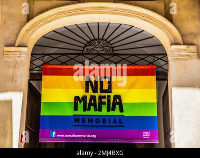 No Mafia Memorial, Vista della storia della Mafia a Palermo, Palermo, Sicilia, Palermo, Sicilia, Italia Foto Stock