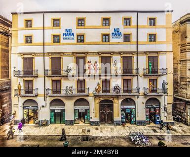 No Mafia Memorial, Vista della storia della Mafia a Palermo, Palermo, Sicilia, Palermo, Sicilia, Italia Foto Stock