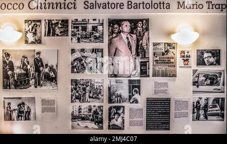 No Mafia Memorial, Vista della storia della Mafia a Palermo, Palermo, Sicilia, Palermo, Sicilia, Italia Foto Stock