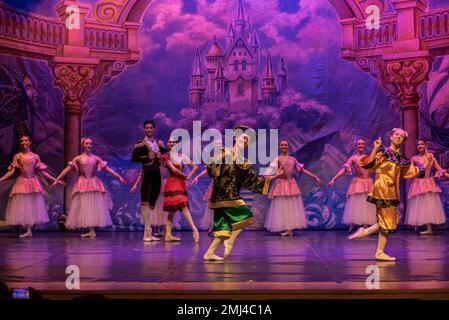 Cangas, Pontevedra, Spagna. 26 gennaio 2023. Danza cinese: Seiyu Ogasawara, Nicole Ferazzino. durante l'esecuzione del gioco. The Nutcracker performance by the International Ballet Company Credit: Xan Gasalla/Alamy Live News Foto Stock