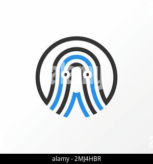 Semplice ma unico fantasma divertente in linea con tecnologia o rete segno immagine grafica icona logo design astratto concetto vettoriale stock computer o hacker Illustrazione Vettoriale