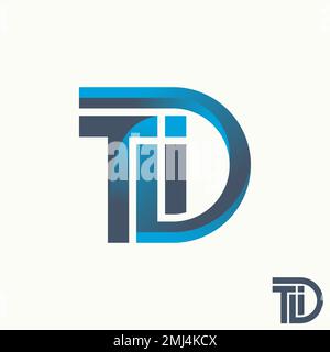 Carattere TDI linea taglio semplice ed unico lettera o parola in connetti o unisci grafica icona logo disegno astratto concetto vettoriale stock tipografia o monogramma Illustrazione Vettoriale