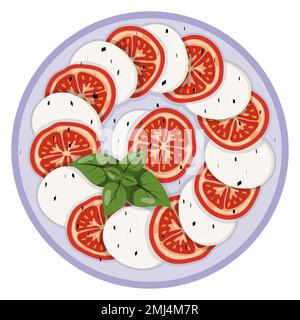 Insalata caprese. illustrazione vettoriale su sfondo bianco Illustrazione Vettoriale