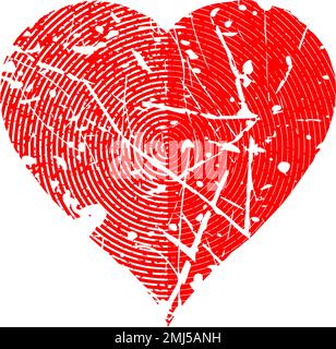 Glitch distorto grunge forma del cuore. Illustrazione vettoriale. Segno d'amore. Trendy difetto errore forma.belemento di disegno artistico disturbato per San Valentino Illustrazione Vettoriale