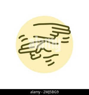 Icona della linea di colore della lingua dei segni. Disabilità. Elemento vettoriale isolato. Pittogramma per pagina web, app mobile, promo Illustrazione Vettoriale