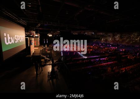 Marshall Arena, Milton Keynes, Regno Unito. 27th Jan, 2023. 2023 PDC Cazoo Masters Day 1; visione generale del Marshall Arena Credit: Action Plus Sports/Alamy Live News Foto Stock