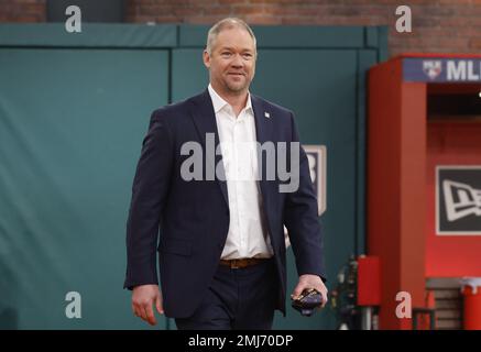 Secaucus, Stati Uniti. 26th Jan, 2023. Hall of Fame Electee Scott Rolen arriva a una conferenza stampa televisiva alla MLB Network venerdì 27 gennaio 2023 a Secaucus, New Jersey. Foto di John Angelillo/UPI Credit: UPI/Alamy Live News Foto Stock