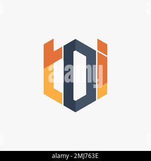 Carattere TDI linea taglio semplice ed unico lettera o parola in immagine esagonale grafica icona logo design astratto concetto vettoriale stock tipografia o monogramma Illustrazione Vettoriale