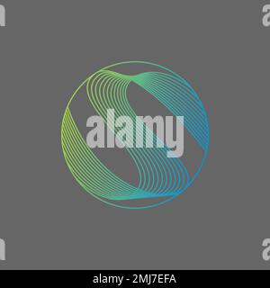 Linee di riflessione semplici ed uniche suono attraente audio wave cerchio lettera S font grafica icona design concetto vettore stock astratto tecnologia iniziale Illustrazione Vettoriale