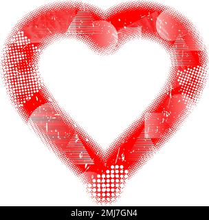 Glitch distorto grunge forma del cuore. Illustrazione vettoriale. Segno d'amore. Errore di forma del difetto alla moda. Elemento di design artistico affolto per San Valentino Illustrazione Vettoriale