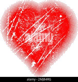 Glitch distorto grunge forma del cuore. Illustrazione vettoriale. Segno d'amore. Errore di forma del difetto alla moda. Arte minimale Elemento di design artistico sporco e stressato Illustrazione Vettoriale