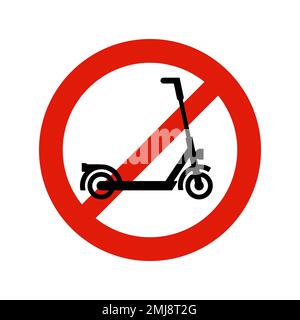 Cartello di divieto rosso scooter Illustrazione Vettoriale