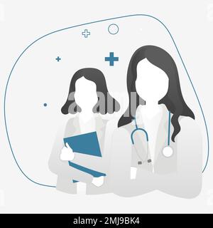 Donne professionisti sanitari medici eroe vettore caratteri Illustrazione Vettoriale